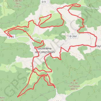 Itinéraire Autour de Sauveterre-de-Comminges, distance, dénivelé, altitude, carte, profil, trace GPS