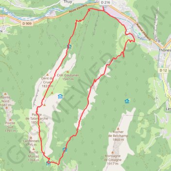 Itinéraire Pointe de Talamarche, distance, dénivelé, altitude, carte, profil, trace GPS