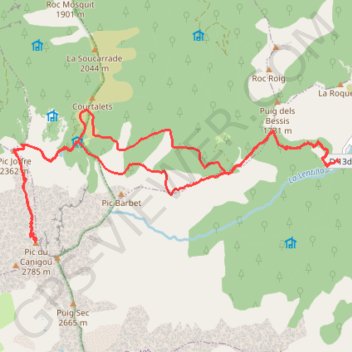 Itinéraire Pic du Canigou, distance, dénivelé, altitude, carte, profil, trace GPS
