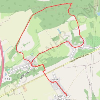 Itinéraire Servigny (57), distance, dénivelé, altitude, carte, profil, trace GPS