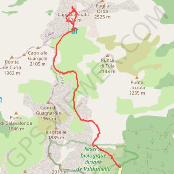 Itinéraire Capu Tafunatu, distance, dénivelé, altitude, carte, profil, trace GPS