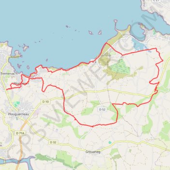 Itinéraire Plage du Vougo par Plouguerneau, distance, dénivelé, altitude, carte, profil, trace GPS
