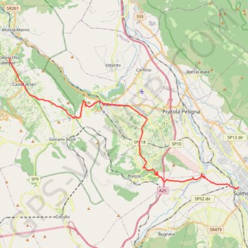 Itinéraire De Sulmona à Castelvecchio Subequo, distance, dénivelé, altitude, carte, profil, trace GPS