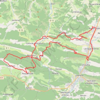 Itinéraire En pays Cathare, distance, dénivelé, altitude, carte, profil, trace GPS