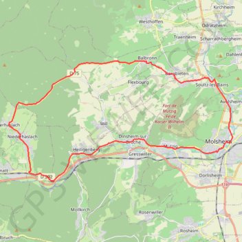 Itinéraire Circuit cyclo du pays de la Bruche - Molsheim, distance, dénivelé, altitude, carte, profil, trace GPS