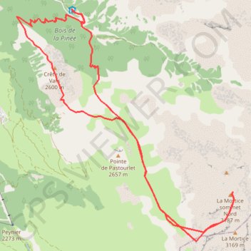 Itinéraire Cime nord de la Mortice, distance, dénivelé, altitude, carte, profil, trace GPS