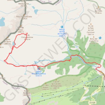 Itinéraire Pic de Coma Pedrosa, distance, dénivelé, altitude, carte, profil, trace GPS