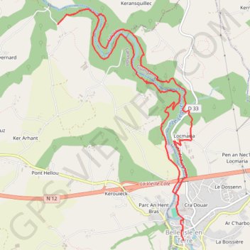 Itinéraire Vallée des Papeteries - Belle-Isle-en-Terre, distance, dénivelé, altitude, carte, profil, trace GPS