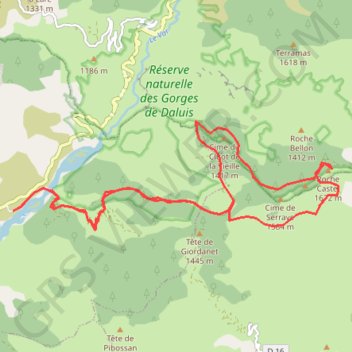 Itinéraire Roche Castel, distance, dénivelé, altitude, carte, profil, trace GPS