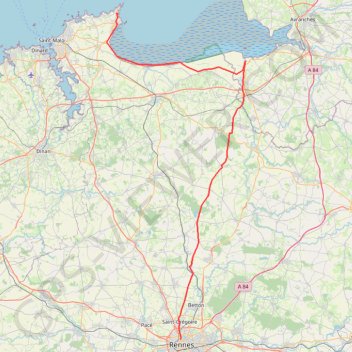 Itinéraire Bretagne 2022 étape 2 Rennes Cancale, distance, dénivelé, altitude, carte, profil, trace GPS
