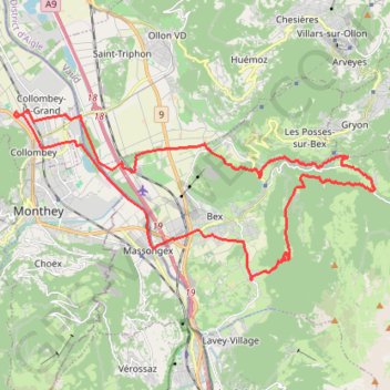 Itinéraire Frenières Châtel-sur-Bex, distance, dénivelé, altitude, carte, profil, trace GPS