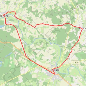 Itinéraire Le Lude - Luché - Coulongé, distance, dénivelé, altitude, carte, profil, trace GPS