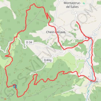 Itinéraire Arbas 31, distance, dénivelé, altitude, carte, profil, trace GPS