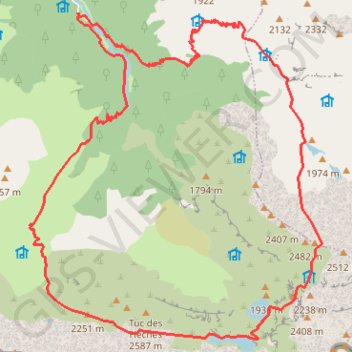 Itinéraire Col de Pécouch et port de Barlonguère depuis le pla de la Lau, distance, dénivelé, altitude, carte, profil, trace GPS