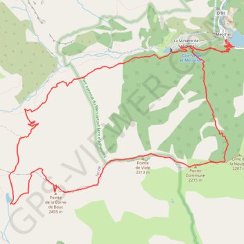 Itinéraire Les Mesches - Lac Jugale - Pointe de la Corne de Bouc - Cime de la Nauque - Les Mesches, distance, dénivelé, altitude, carte, profil, trace GPS