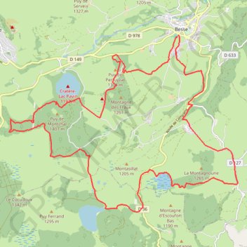 Itinéraire Sancy - Tour des Lacs - Secteur Besse, distance, dénivelé, altitude, carte, profil, trace GPS