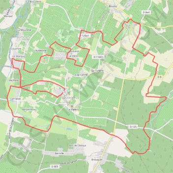 Itinéraire Autour de Sauternes, distance, dénivelé, altitude, carte, profil, trace GPS