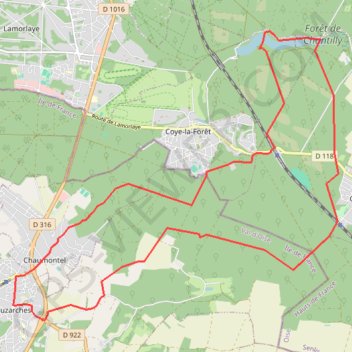 Itinéraire Luzarches, distance, dénivelé, altitude, carte, profil, trace GPS