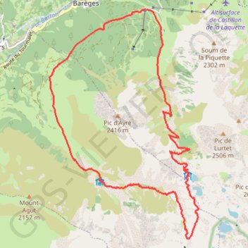 Itinéraire Refuge de la Glère - descente par vallon du Bolou, distance, dénivelé, altitude, carte, profil, trace GPS