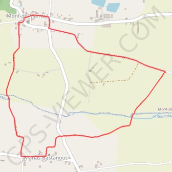 Itinéraire Sentier de Mont de Marrast - Manas-Bastanous, distance, dénivelé, altitude, carte, profil, trace GPS