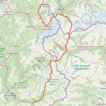 Itinéraire Via Alpina, Susanfe-Modane, distance, dénivelé, altitude, carte, profil, trace GPS