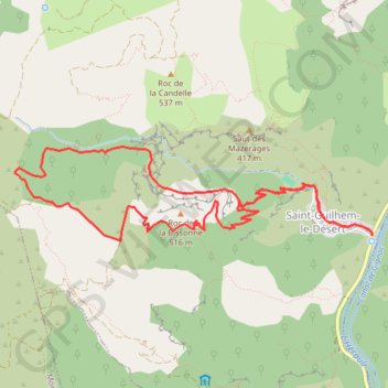 Itinéraire Roc de la Bissone (Saint-Guilhem-le-Désert), distance, dénivelé, altitude, carte, profil, trace GPS