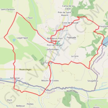 Itinéraire Saint-Maurin / Ferrussac, randonnée dans les vergers - Pays de l'Agenais, distance, dénivelé, altitude, carte, profil, trace GPS