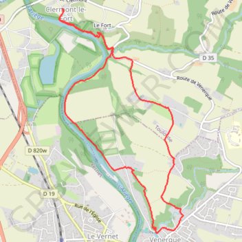 Itinéraire L'Ariège de Clermont-le-Fort à Vénerque, distance, dénivelé, altitude, carte, profil, trace GPS