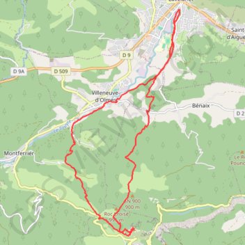 Itinéraire Lavelanet - Montségur, distance, dénivelé, altitude, carte, profil, trace GPS