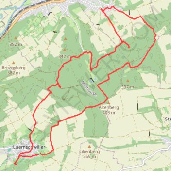 Itinéraire Boucle dans l'Altenberg, distance, dénivelé, altitude, carte, profil, trace GPS