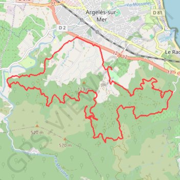 Itinéraire La boucle des Mas - Argelès-sur-Mer, distance, dénivelé, altitude, carte, profil, trace GPS