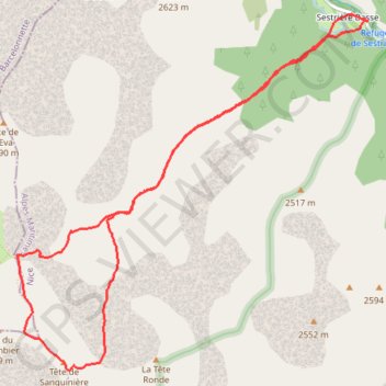 Itinéraire Tête de Sanguinière, distance, dénivelé, altitude, carte, profil, trace GPS