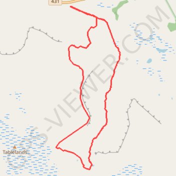 Itinéraire Tablelands, distance, dénivelé, altitude, carte, profil, trace GPS