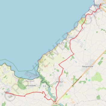 Itinéraire 7 Place de l'Église (Hillion) - 1 Rue du Pont Neuf (Pléneuf-Val-André), distance, dénivelé, altitude, carte, profil, trace GPS