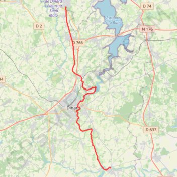 Itinéraire St-Malo / Evran, distance, dénivelé, altitude, carte, profil, trace GPS