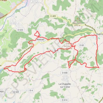 Itinéraire Duerne Aveize, distance, dénivelé, altitude, carte, profil, trace GPS