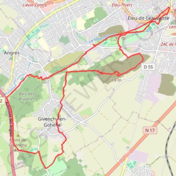Itinéraire 62-444, distance, dénivelé, altitude, carte, profil, trace GPS