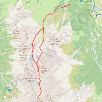 Itinéraire Pic de Chanchou depuis Bernazau, distance, dénivelé, altitude, carte, profil, trace GPS