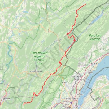 Itinéraire Mouthe - Giron (Grande Traversée du Jura), distance, dénivelé, altitude, carte, profil, trace GPS