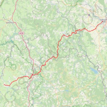Itinéraire Chemin de Compostelle du Puy-en-Velay à Nasbinals, distance, dénivelé, altitude, carte, profil, trace GPS