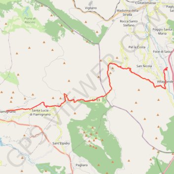 Itinéraire De Villagrande di Tornimparte à Fiamignano, distance, dénivelé, altitude, carte, profil, trace GPS