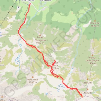 Itinéraire Colle Portia - Punta Lance, distance, dénivelé, altitude, carte, profil, trace GPS