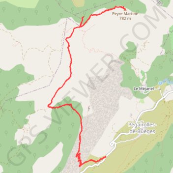 Itinéraire Peyre Martine par la draille du cable, distance, dénivelé, altitude, carte, profil, trace GPS