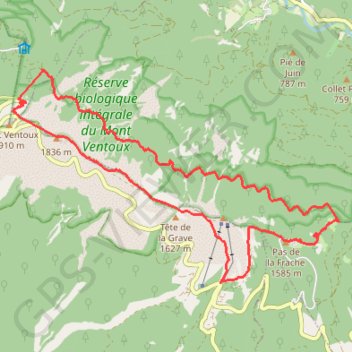 Itinéraire Le tour du sommet du VENTOUX GR9 GR4, distance, dénivelé, altitude, carte, profil, trace GPS