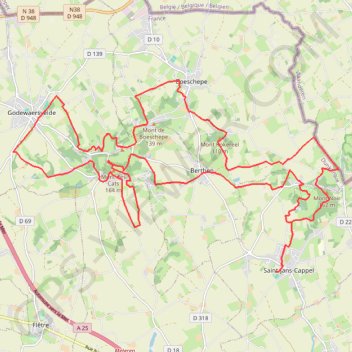 Itinéraire Circuit 2 La cordillère des Monts - In Flanders Trails, distance, dénivelé, altitude, carte, profil, trace GPS