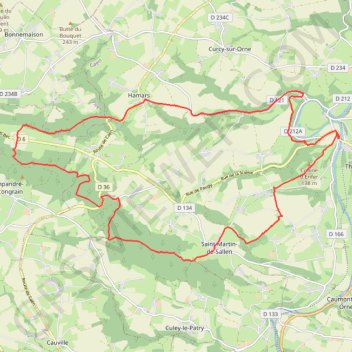 Itinéraire Thury-Harcourt, distance, dénivelé, altitude, carte, profil, trace GPS