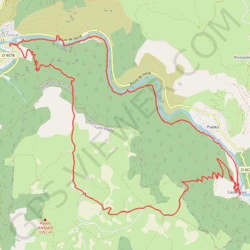 Itinéraire Sainte Enimie - Castelbouc, distance, dénivelé, altitude, carte, profil, trace GPS