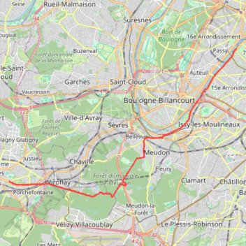 Itinéraire Paris Versailles 2026, distance, dénivelé, altitude, carte, profil, trace GPS