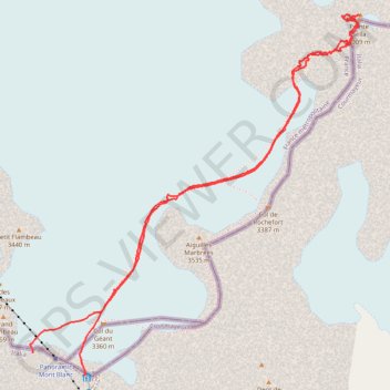 Itinéraire Dent du Géant, distance, dénivelé, altitude, carte, profil, trace GPS