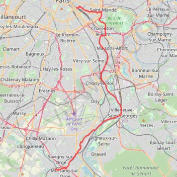Itinéraire Paris Epinay, distance, dénivelé, altitude, carte, profil, trace GPS